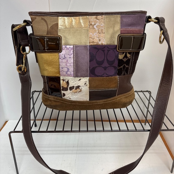 Vintage Y2K 3573 Coach Eva Holiday Patchwork Messenger Shoulder Handbag - Picture 3 of 8